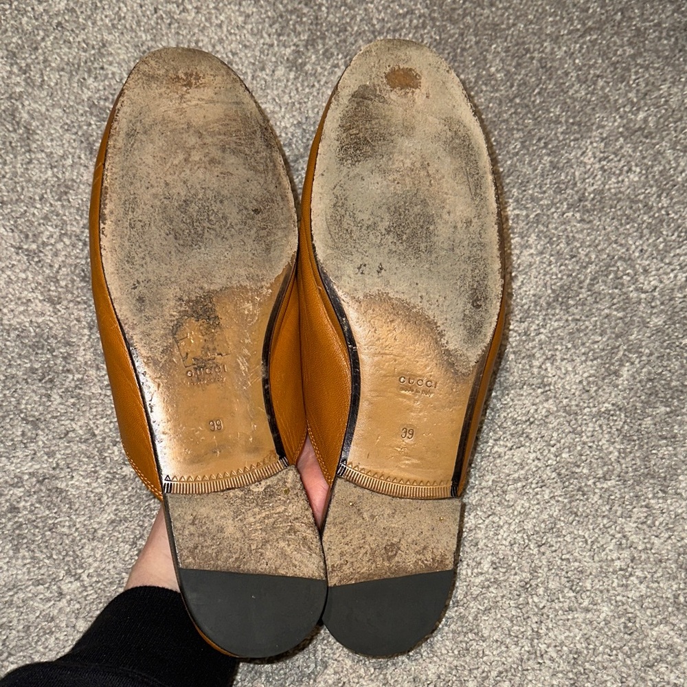 Gucci Princetown Cognac Leather Loafer Mules - Picture 5 of 9